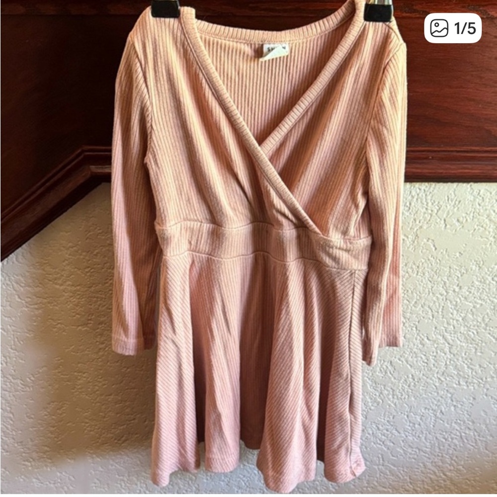 SHEIN Blush Baby Girls 12-18 Months Ribbed Wrap Long Sleeve Dress Used Casual